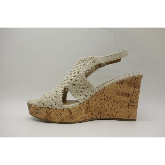 Mudd Beige Woven Casual Buckle Platform Wedge Heel Sandals Shoes Women's 10 M - Picture 10 of 11
